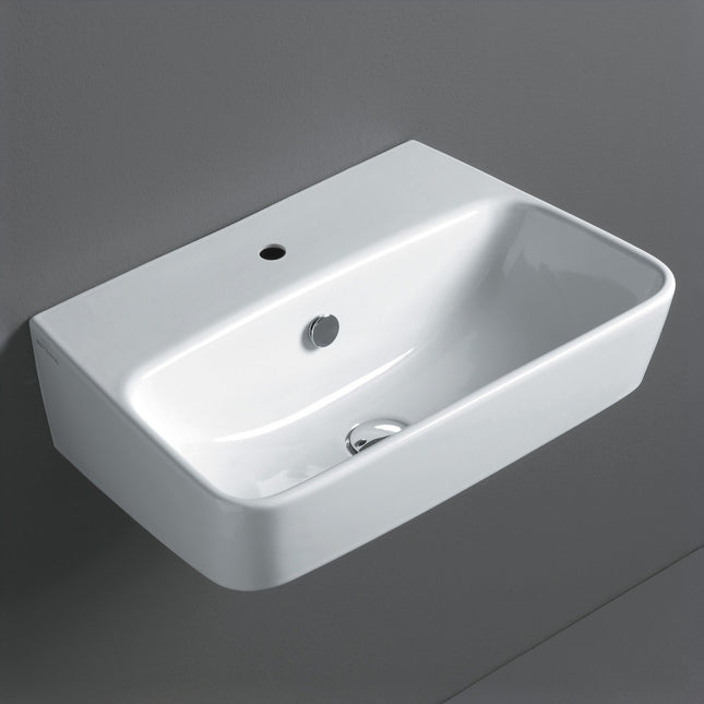 Whitehaus Britannia Rectangular Wall Mount Basin With Single Hole Drill - B-DE14 Whitehaus