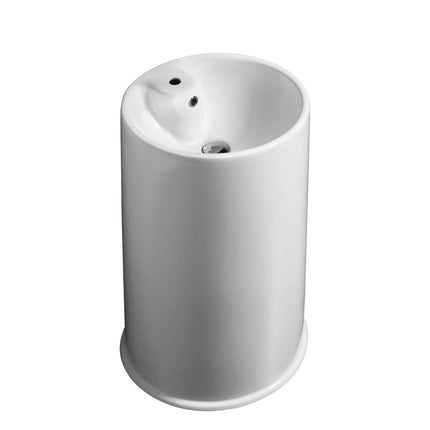 Whitehaus Britannia Freestanding Cylindrical Shaped Bathroom Basin With Single Faucet Hole Drill - B-GTE Whitehaus