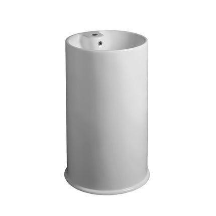 Whitehaus Britannia Freestanding Cylindrical Shaped Bathroom Basin With Single Faucet Hole Drill - B-GTE Whitehaus
