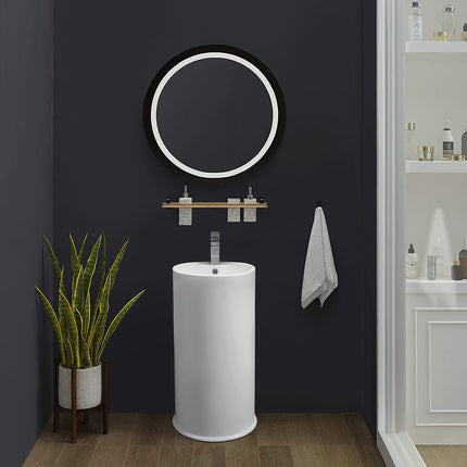Whitehaus Britannia Freestanding Cylindrical Shaped Bathroom Basin With Single Faucet Hole Drill - B-GTE Whitehaus