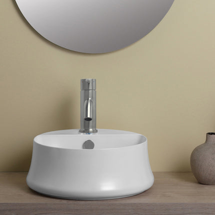Whitehaus Britannia Round Above Mount Basin With Single Faucet Hole Drill - B-SH03 Whitehaus