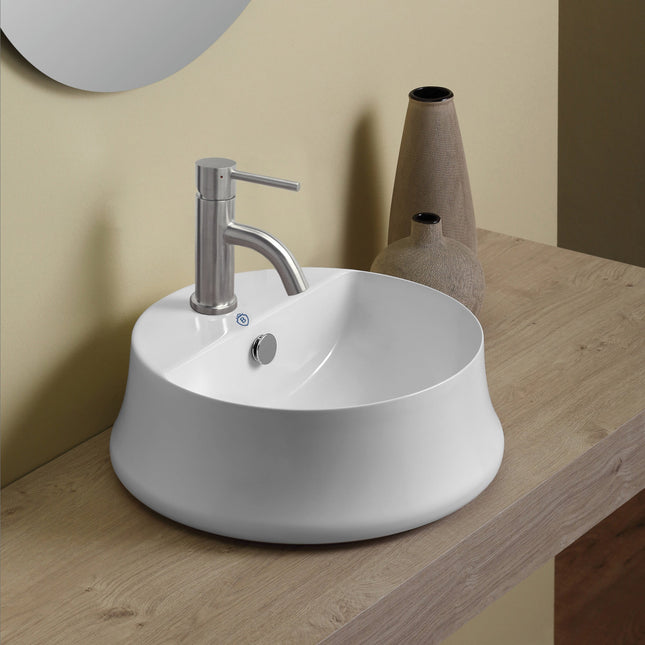 Whitehaus Britannia Round Above Mount Basin With Single Faucet Hole Drill - B-SH03 Whitehaus