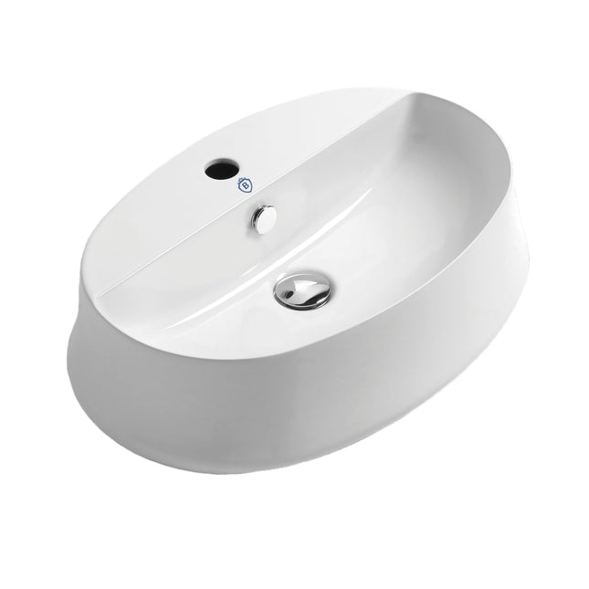 Whitehaus Britannia Oval Above Mount Basin With Single Faucet Hole Drill - B-SH05 Whitehaus