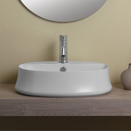 Whitehaus Britannia Oval Above Mount Basin With Single Faucet Hole Drill - B-SH05 Whitehaus