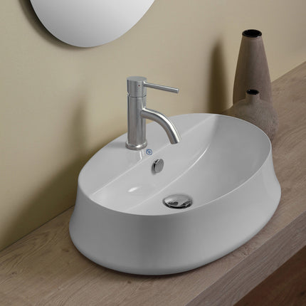 Whitehaus Britannia Oval Above Mount Basin With Single Faucet Hole Drill - B-SH05 Whitehaus