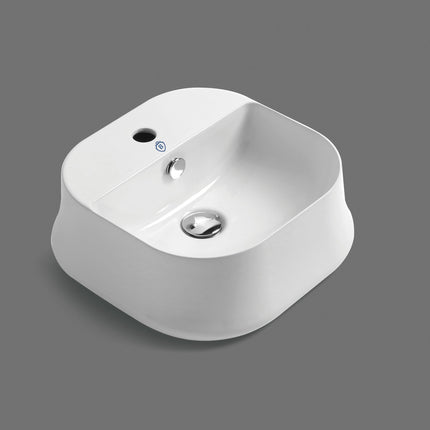 Whitehaus Britannia Square Above Mount Basin With Single Faucet Hole Drill - B-SH07 Whitehaus