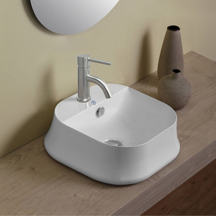 Whitehaus Britannia Square Above Mount Basin With Single Faucet Hole Drill - B-SH07 Whitehaus