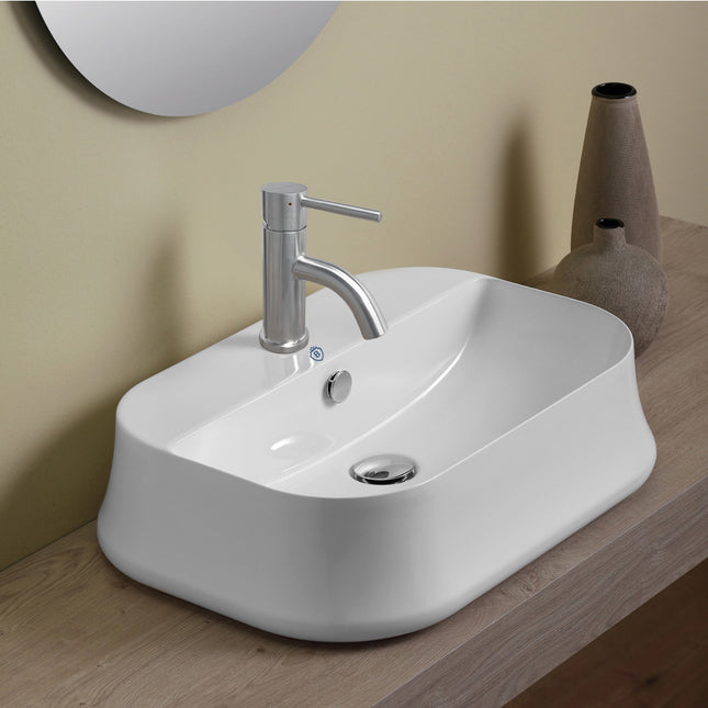 Whitehaus Britannia Rectangular Above Mount Basin With Single Faucet Hole Drill - B-SH09 Whitehaus