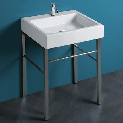Whitehaus Britannia Rectangular Sink Console With Front Towel Bar And Single Faucet Hole Drill - B-U60-DUCG1-A06-1 Whitehaus