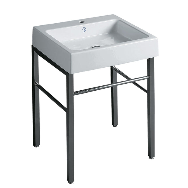 Whitehaus Britannia Rectangular Sink Console With Front Towel Bar And Single Faucet Hole Drill - B-U60-DUCG1-A06-1 Whitehaus