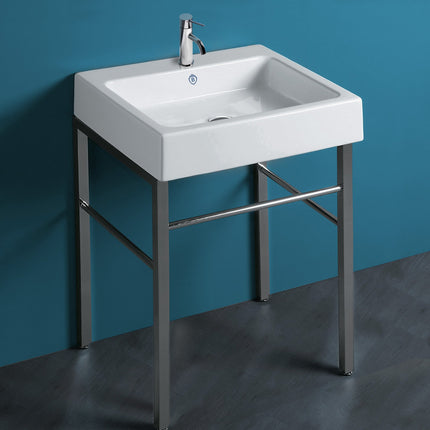 Whitehaus Britannia Rectangular Sink Console With Front Towel Bar And Single Faucet Hole Drill - B-U60-DUCG1-A06-1 Whitehaus