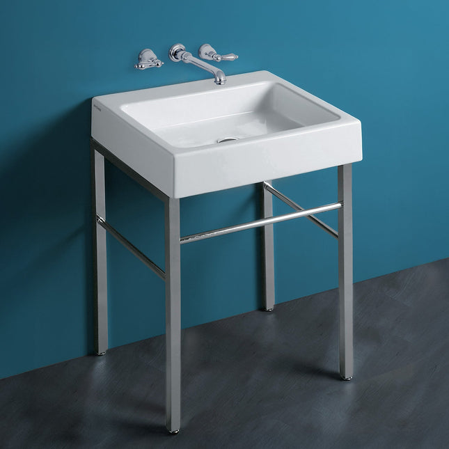 Whitehaus Britannia Rectangular Sink Console With Front Towel Bar And No Hole Drill - B-U60-DUCG1-A06 Whitehaus