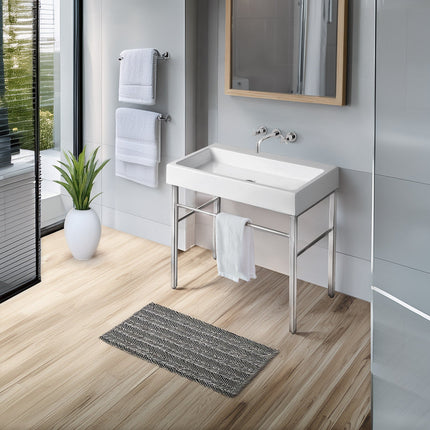 Whitehaus Britannia Large Rectangular Sink Console With Front Towel Bar And No Hole Drill - B-U90-DUCG1-A09 Whitehaus