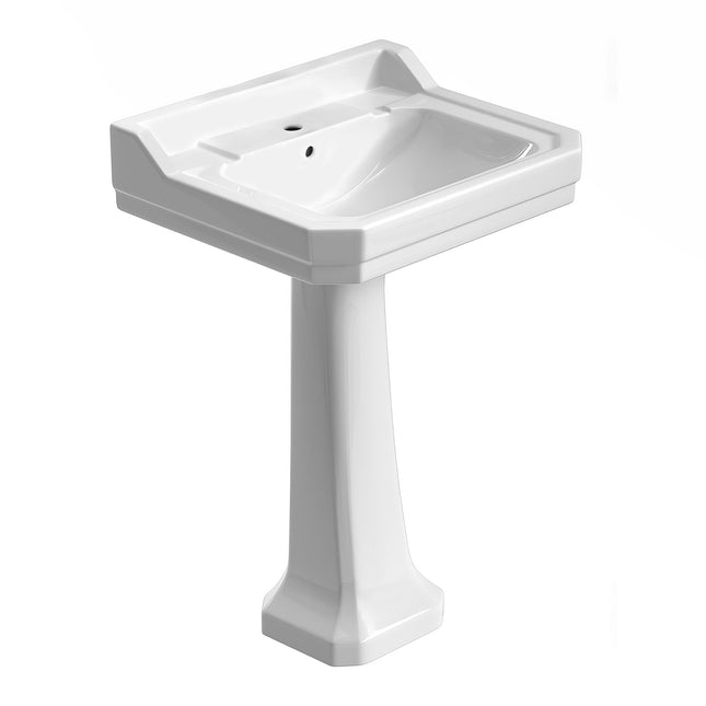Whitehaus Isabella Collection Traditional Pedestal With Integrated Large Rectangular Bowl - B112L-P Whitehaus