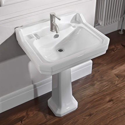 Whitehaus Isabella Collection Traditional Pedestal With Integrated Large Rectangular Bowl - B112L-P Whitehaus