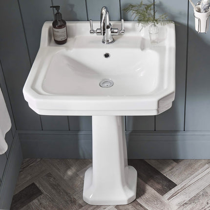 Whitehaus Isabella Collection Traditional Pedestal With Integrated Large Rectangular Bowl - B112L-P Whitehaus