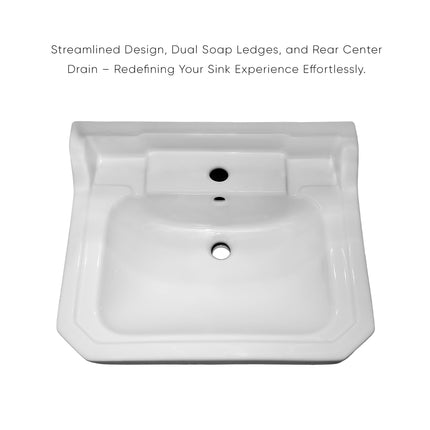 Whitehaus Isabella Collection Traditional Pedestal With Integrated Large Rectangular Bowl - B112M-P Whitehaus