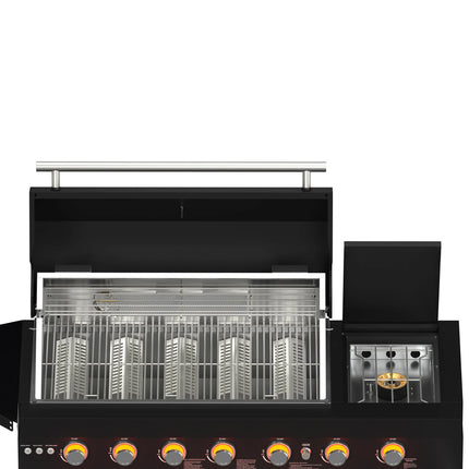 Forno All’Aperto 87,600 BTU Outdoor Kitchen, 4 Burners, Infrared Burners, Side Burner, Black Sintered Stone Countertops, Gas Pizza Oven, Sink Module, Bar & Beverage Center FORNO