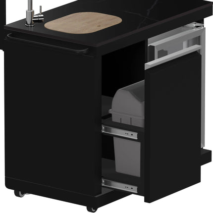Forno All’Aperto 87,600 BTU Outdoor Kitchen, 4 Burners, Infrared Burners, Side Burner, Black Sintered Stone Countertops, Gas Pizza Oven, Sink Module, Bar & Beverage Center FORNO
