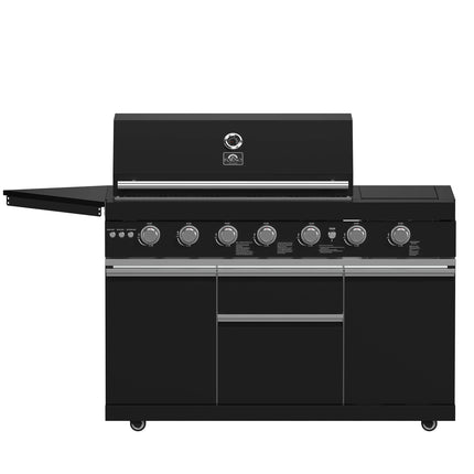 Forno All’Aperto 87,600 BTU Outdoor Kitchen, 4 Burners, Infrared Burners, Side Burner, Black Sintered Stone Countertops, Gas Pizza Oven, Sink Module, Bar & Beverage Center FORNO