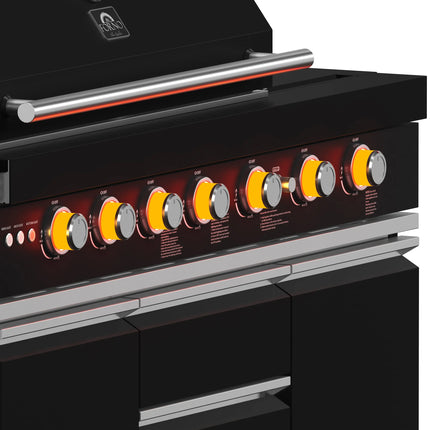 Forno All’Aperto 87,600 BTU Outdoor Kitchen, 4 Burners, Infrared Burners, Side Burner, Black Sintered Stone Countertops, Gas Pizza Oven, Sink Module, Bar & Beverage Center FORNO