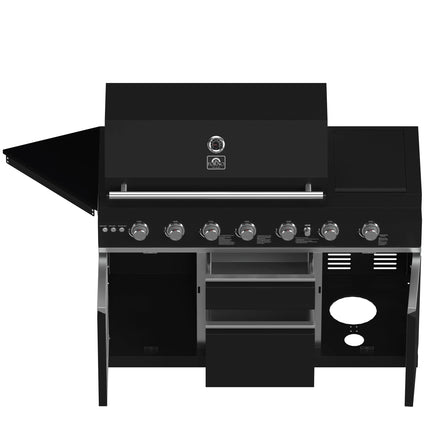 Forno All’Aperto 87,600 BTU Outdoor Kitchen, 4 Burners, Infrared Burners, Side Burner, Black Sintered Stone Countertops, Gas Pizza Oven, Sink Module, Bar & Beverage Center FORNO