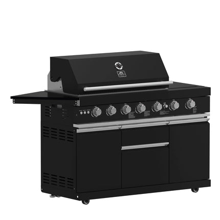 Forno All’Aperto 87,600 BTU Outdoor Kitchen, 4 Burners, Infrared Burners, Side Burner, Black Sintered Stone Countertops, Gas Pizza Oven, Sink Module, Bar & Beverage Center FORNO
