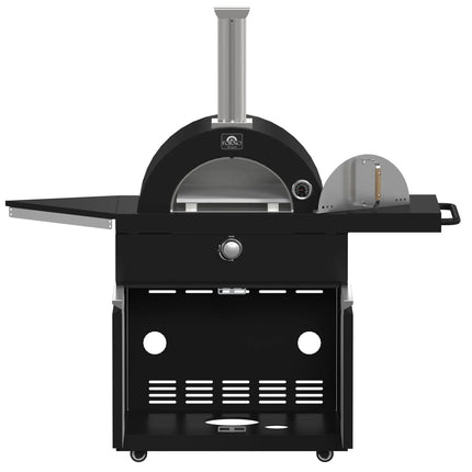 Forno All’Aperto 99,600 BTU Outdoor Kitchen, 5 Burners, Infrared Burners, Side Burner, Black Sintered Stone Countertops, Gas Pizza Oven, Sink Module, Bar & Beverage Center FORNO