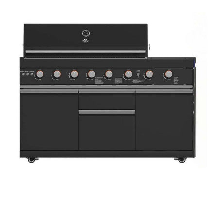 Forno All’Aperto 99,600 BTU Outdoor Kitchen, 5 Burners, Infrared Burners, Side Burner, Black Sintered Stone Countertops, Gas Pizza Oven, Sink Module, Bar & Beverage Center FORNO