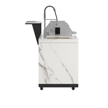 Forno Rimini Outdoor Kitchen: 30" BBQ 62,600 BTU, 4.8 cu.ft. Refrigerators, White Countertops FORNO