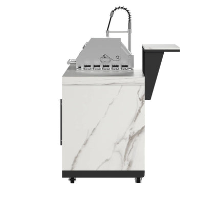 Forno Rimini Outdoor Kitchen: 30" BBQ 62,600 BTU, 4.8 cu.ft. Refrigerators, White Countertops FORNO