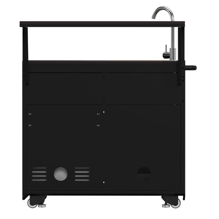 Forno All’Aperto 62,600 BTU BBQ, 3 Stainless Steel Burners, Infrared Burners, Sink Module, Black Sintered Stone Countertops, Bar and Beverage Center FORNO