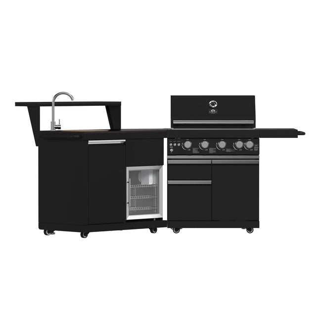 Forno All’Aperto 62,600 BTU BBQ, 3 Stainless Steel Burners, Infrared Burners, Sink Module, Black Sintered Stone Countertops, Bar and Beverage Center FORNO