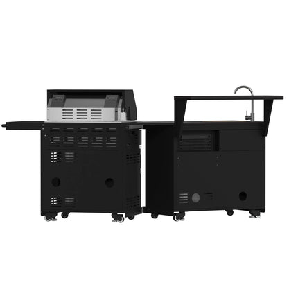 Forno All’Aperto 62,600 BTU BBQ, 3 Stainless Steel Burners, Infrared Burners, Sink Module, Black Sintered Stone Countertops, Bar and Beverage Center FORNO