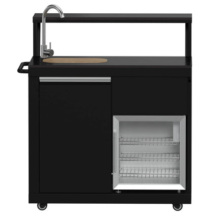 Forno All’Aperto 62,600 BTU BBQ, 3 Stainless Steel Burners, Infrared Burners, Sink Module, Black Sintered Stone Countertops, Bar and Beverage Center FORNO