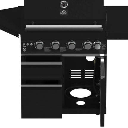 Forno All’Aperto 62,600 BTU BBQ, 3 Stainless Steel Burners, Infrared Burners, Sink Module, Black Sintered Stone Countertops, Bar and Beverage Center FORNO