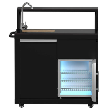 Forno All’Aperto 62,600 BTU BBQ, 3 Stainless Steel Burners, Infrared Burners, Sink Module, Black Sintered Stone Countertops, Bar and Beverage Center FORNO
