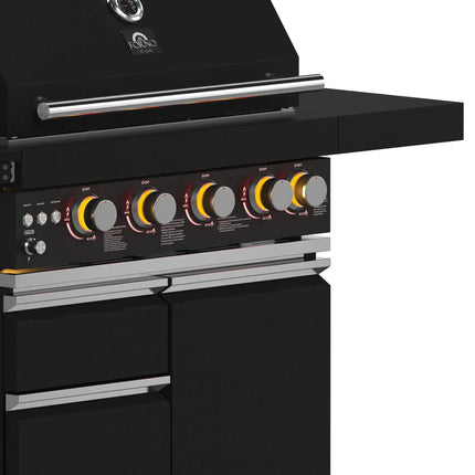Forno All’Aperto 62,600 BTU BBQ, 3 Stainless Steel Burners, Infrared Burners, Sink Module, Black Sintered Stone Countertops, Bar and Beverage Center FORNO