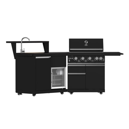Forno All’Aperto 62,600 BTU BBQ, 3 Stainless Steel Burners, Infrared Burners, Sink Module, Black Sintered Stone Countertops, Bar and Beverage Center FORNO