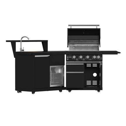 Forno All’Aperto 62,600 BTU BBQ, 3 Stainless Steel Burners, Infrared Burners, Sink Module, Black Sintered Stone Countertops, Bar and Beverage Center FORNO