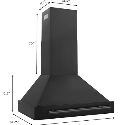 ZLINE 36" Black Stainless Steel Range Hood with Black Stainless Steel Handle (BS655-36-BS)