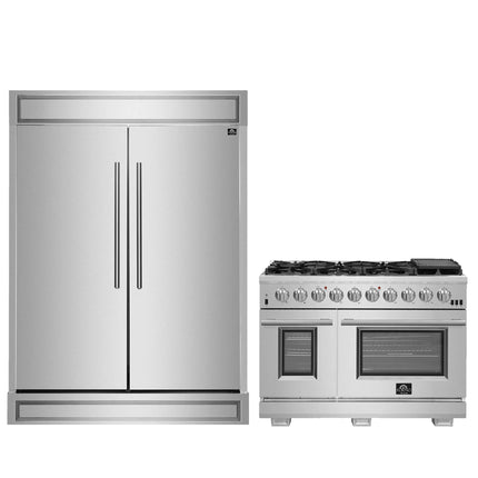 FORNO Premium 2-Piece Kitchen Bundle - Capriasca 48" Stainless Steel Range, Forno Maderno 2-28 " Wide Units with Decorative Trim - FBDL-019-06CAUS Forno vendors US