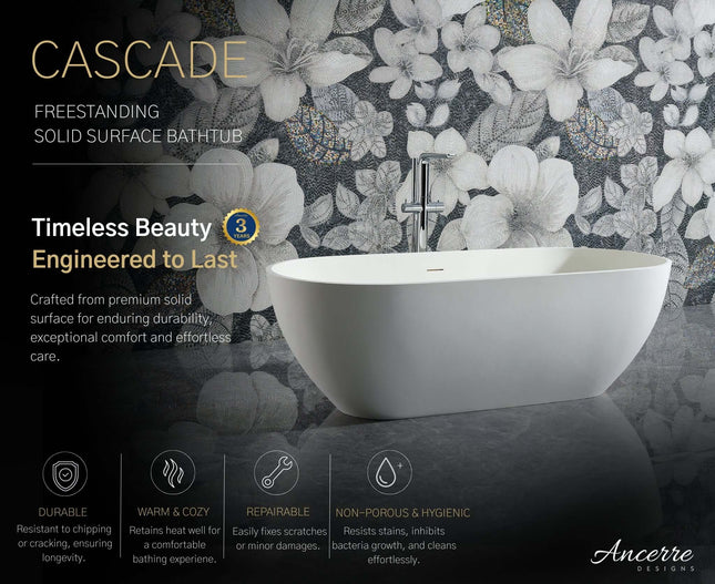 Cascade 59” Freestanding Solid Surface Bathtub Ancerre Designs