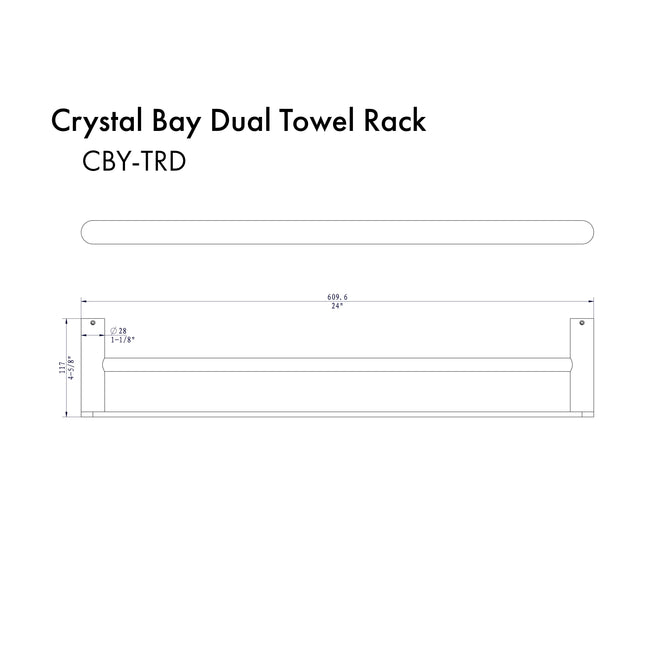 ZLINE Crystal Bay Towel Rail in Matte Black (CBY-TR-MB)