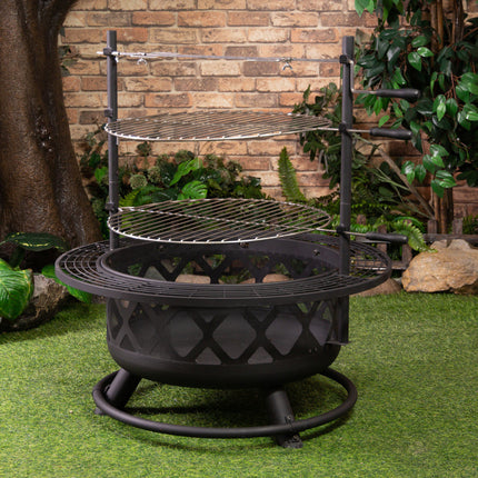 Deko Living 33 Inch Diameter Outdoor Steel Woodburning Fire Pit Grill & Rotisserie - COB10505 Deko Living