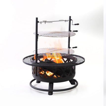 Deko Living 33 Inch Diameter Outdoor Steel Woodburning Fire Pit Grill & Rotisserie - COB10505 Deko Living