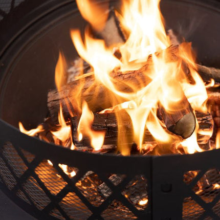 Deko Living 38 Inch Diameter Outdoor Steel Woodburning  Fire Pit with Log Storage - COB10509 Deko Living