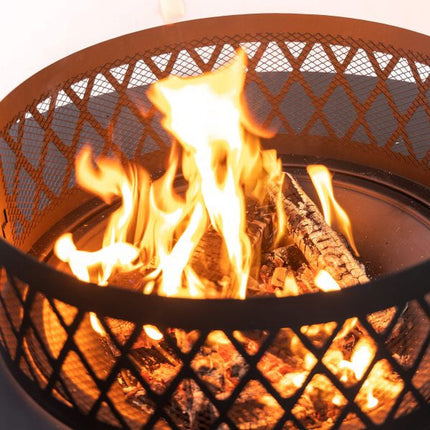 Deko Living 38 Inch Diameter Outdoor Steel Woodburning  Fire Pit with Log Storage - COB10509 Deko Living