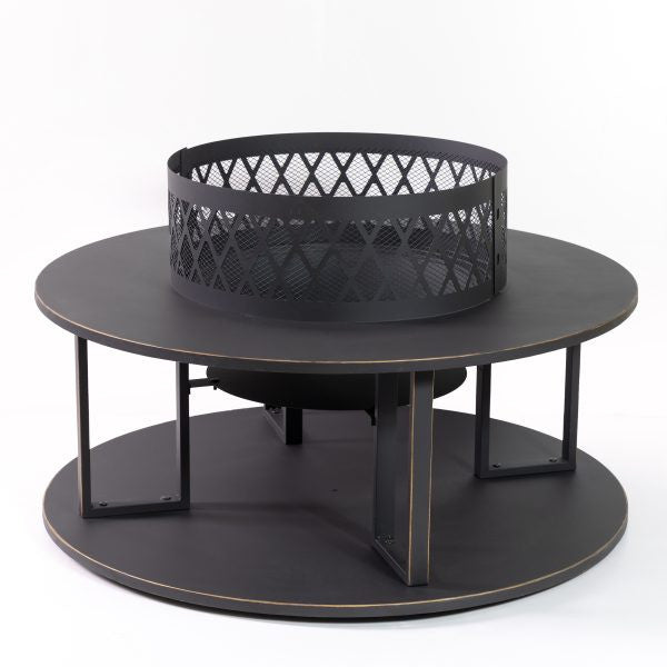 Deko Living 38 Inch Diameter Outdoor Steel Woodburning  Fire Pit with Log Storage - COB10509 Deko Living