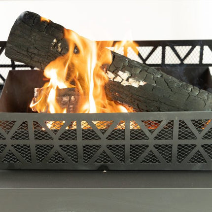 Deko Living 36 Inch Rectangular Outdoor Steel Woodburning Fireplace with Log Storage Compartment - COB10511 Deko Living